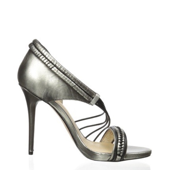 L.A.M.B. Karoline Gunmetal Leather Women’s High Heel Sandals - Picture 5 of 14